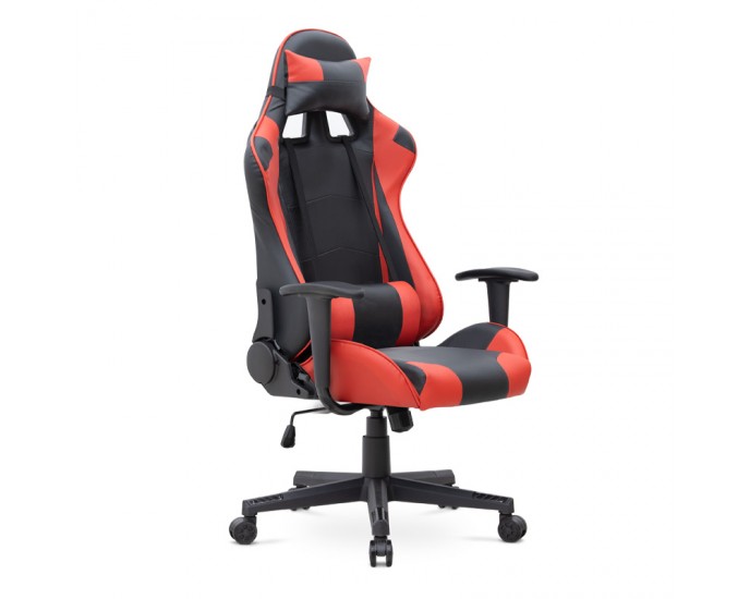 Καρέκλα γραφείου Gaming Alonso Megapap από τεχνόδερμα χρώμα κόκκινο - μαύρο 67x70x125/135 εκ. 