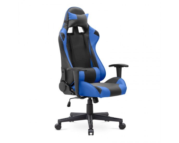 Καρέκλα γραφείου Gaming Alonso Megapap από τεχνόδερμα χρώμα μπλε - μαύρο 67x70x125/135 εκ. 