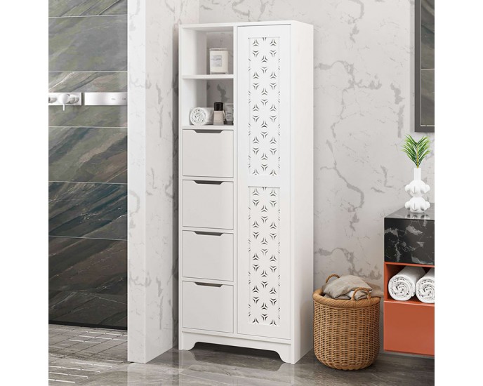 Ντουλάπι κουζίνας/μπάνιου Yada Maxi Megapap από μελαμίνη χρώμα λευκό 65,4x29,6x172,6εκ. 