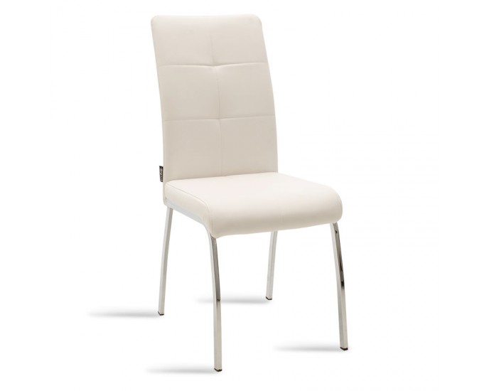 Καρέκλα Ariadne pakoworld PU λευκό-πόδι χρωμίου