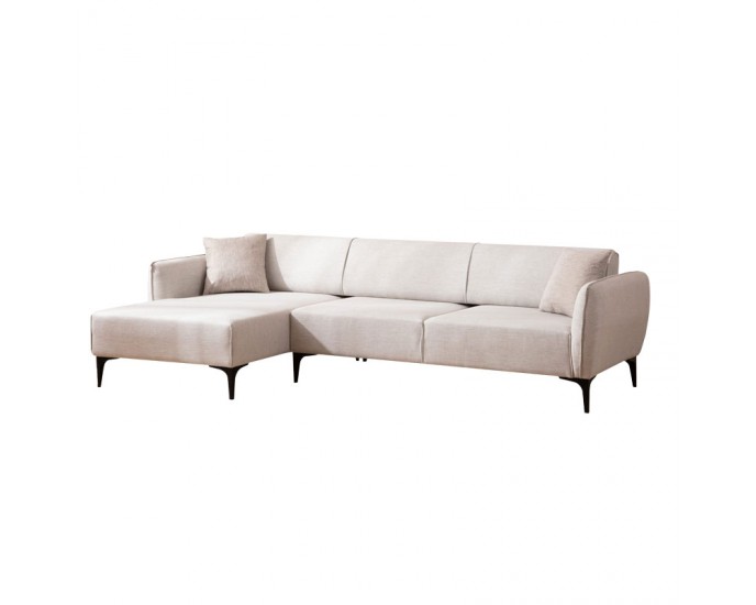 Γωνιακός καναπές PWF-0565 pakoworld δεξιά γωνία ύφασμα λευκό-γκρι 270x95x67εκ ΚΑΝΑΠΕΔΕΣ