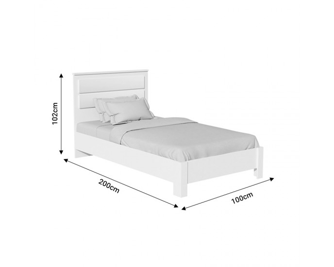Κρεβάτι μονό OLYMPUS pakoworld σε χρώμα λευκό 100x200εκ ΚΡΕΒΑΤΙΑ