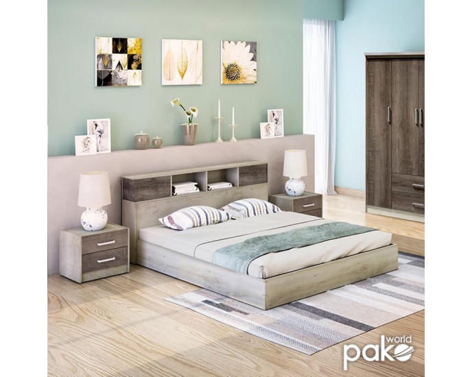 Κρεβάτι διπλό OLYMPUS pakoworld χρώμα castillo-toro 160x200εκ