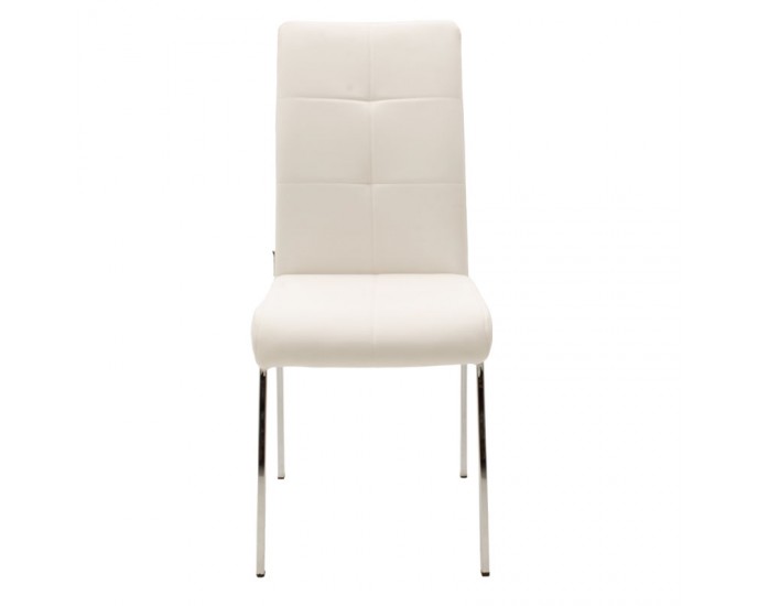 Καρέκλα Ariadne pakoworld PU λευκό-πόδι χρωμίου