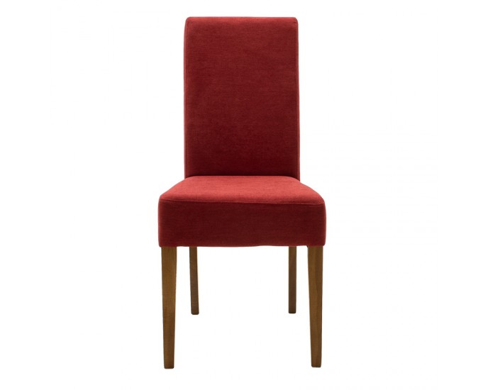 Καρέκλα Ditta pakoworld ύφασμα κόκκινο-πόδι μασίφ ξύλο καρυδί ΣΚΑΜΠΩ