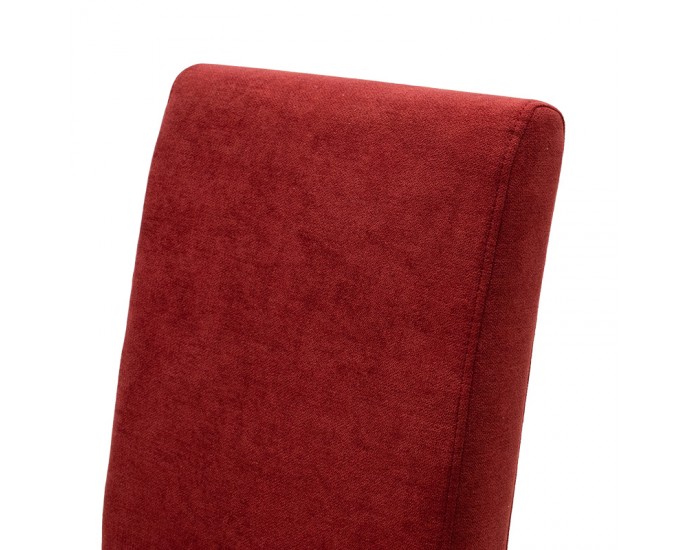 Καρέκλα Ditta pakoworld ύφασμα κόκκινο-πόδι μασίφ ξύλο καρυδί ΣΚΑΜΠΩ