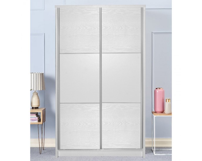 Ντουλάπα ρούχων Griffin pakoworld δίφυλλη με συρόμενες πόρτες χρώμα λευκό 121x56.5x180.5εκ ΝΤΟΥΛΑΠΕΣ