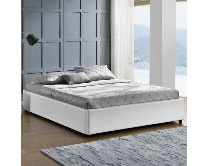 Κρεβάτι διπλό Circe pakoworld PU λευκό με αποθηκευτικό χώρο 150x200εκ ΚΡΕΒΑΤΙΑ