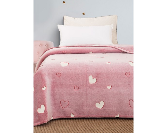 Κουβέρτα φωσφοριζέ κούνιας Hearts Pink