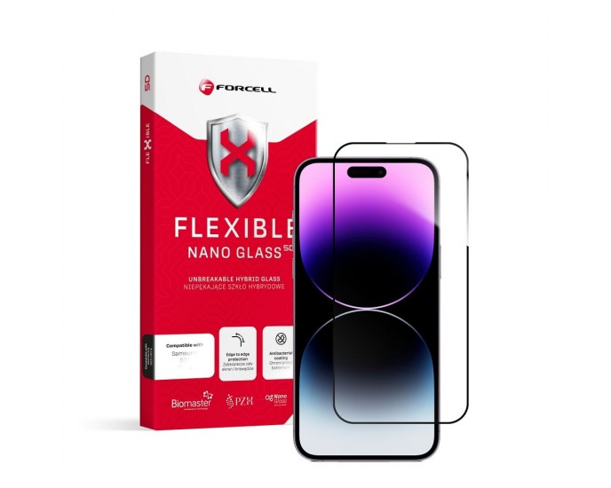 Forcell Flexible Nano Glass 5D for iPhone 14 Pro Max μαύρο 