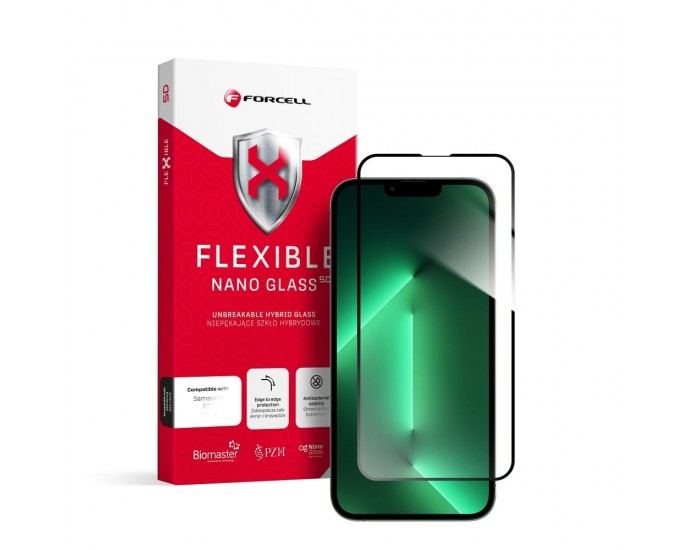 Forcell Flexible Nano Glass 5D for iPhone 13/13 Pro/14 μαύρο 