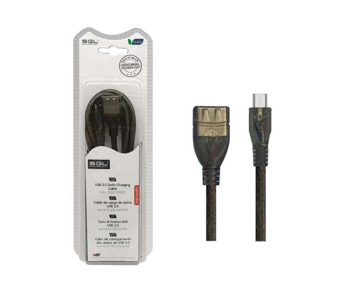 Αντάπτορας καλώδιο - 21S01 - USB A female/Micro USB - 5m - 097923