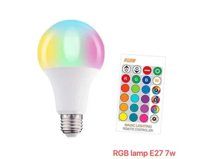 Λάμπα LED RGB - E27 - 7W - 713548