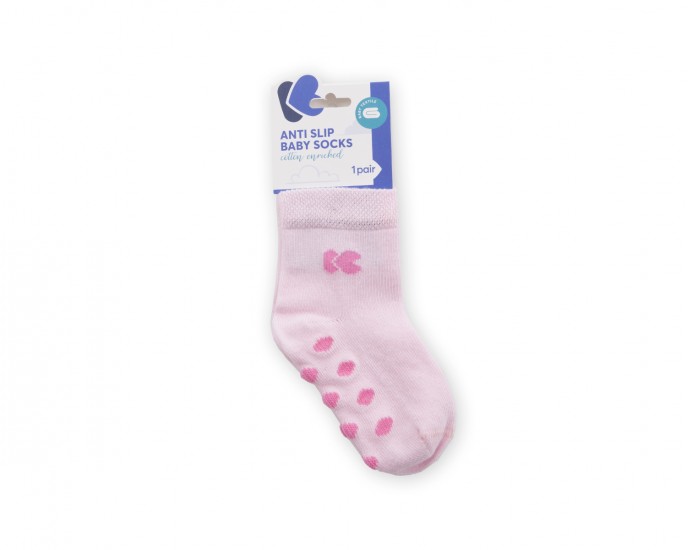 Baby socks with embossed bottom Pink 2-3y