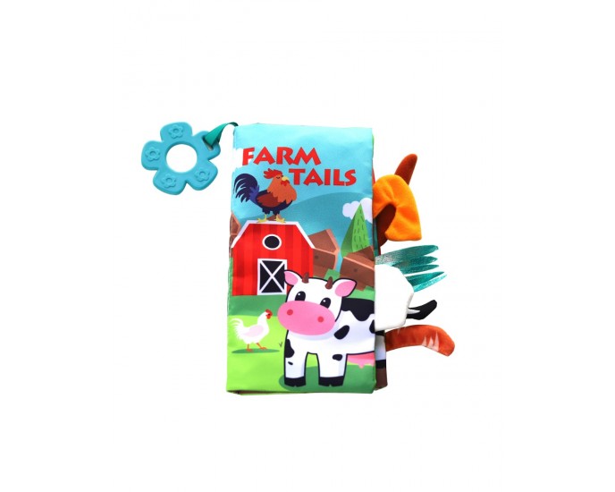 Educational cloth book with teether Farm tails 