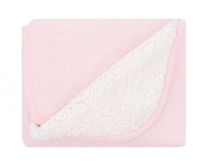 Knitted sherpa cotton blanket Dream Big Pink