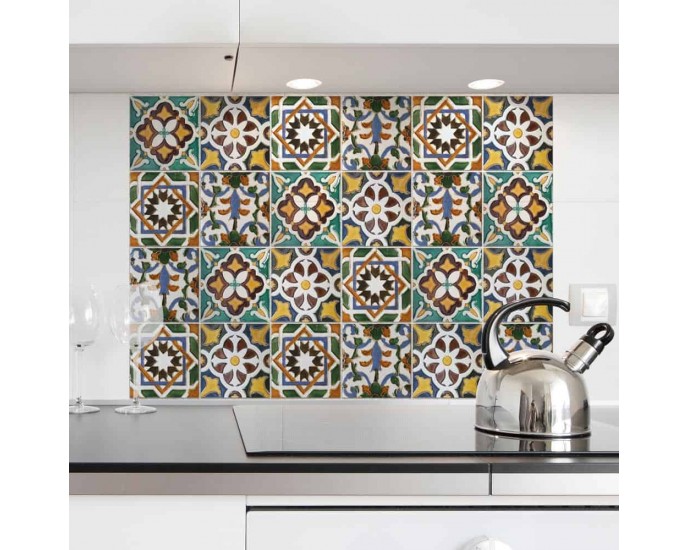 Green Tiles L πλάτη προστασίας τοίχου εστιών κουζίνας (67210) 