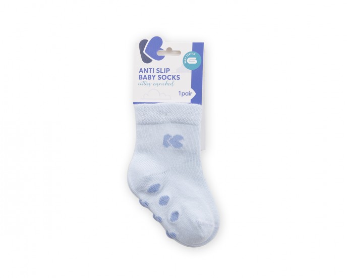 Baby socks with embossed bottom Light Blue 6-12m