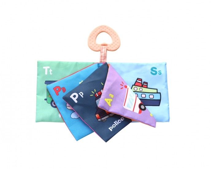Educational cloth book with teether Transportations 