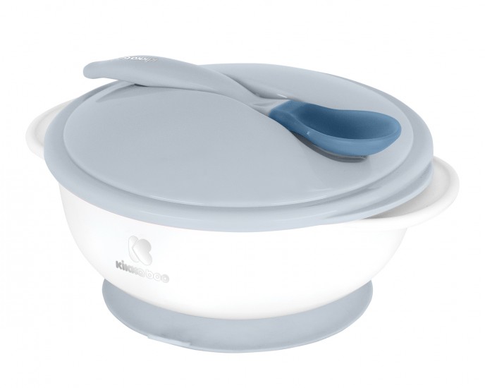 Bowl with heat sensing spoon Blue