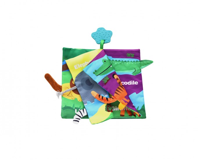 Educational cloth book with teether Jungly tails 
