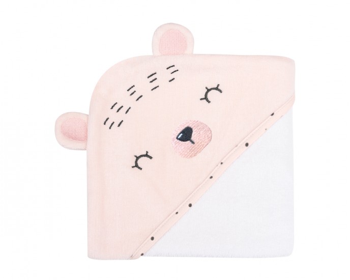 Hooded towel 90/90 cm Bear with me Pink