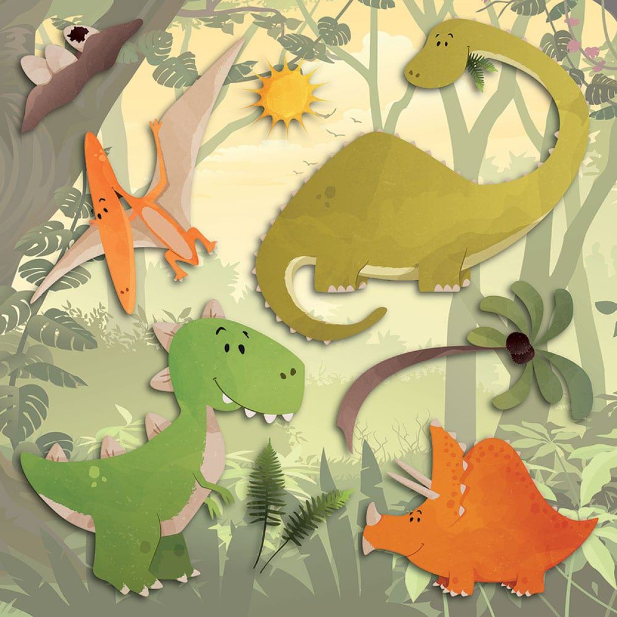 Dinosaurs αυτοκόλλητα 3 επιπέδων M