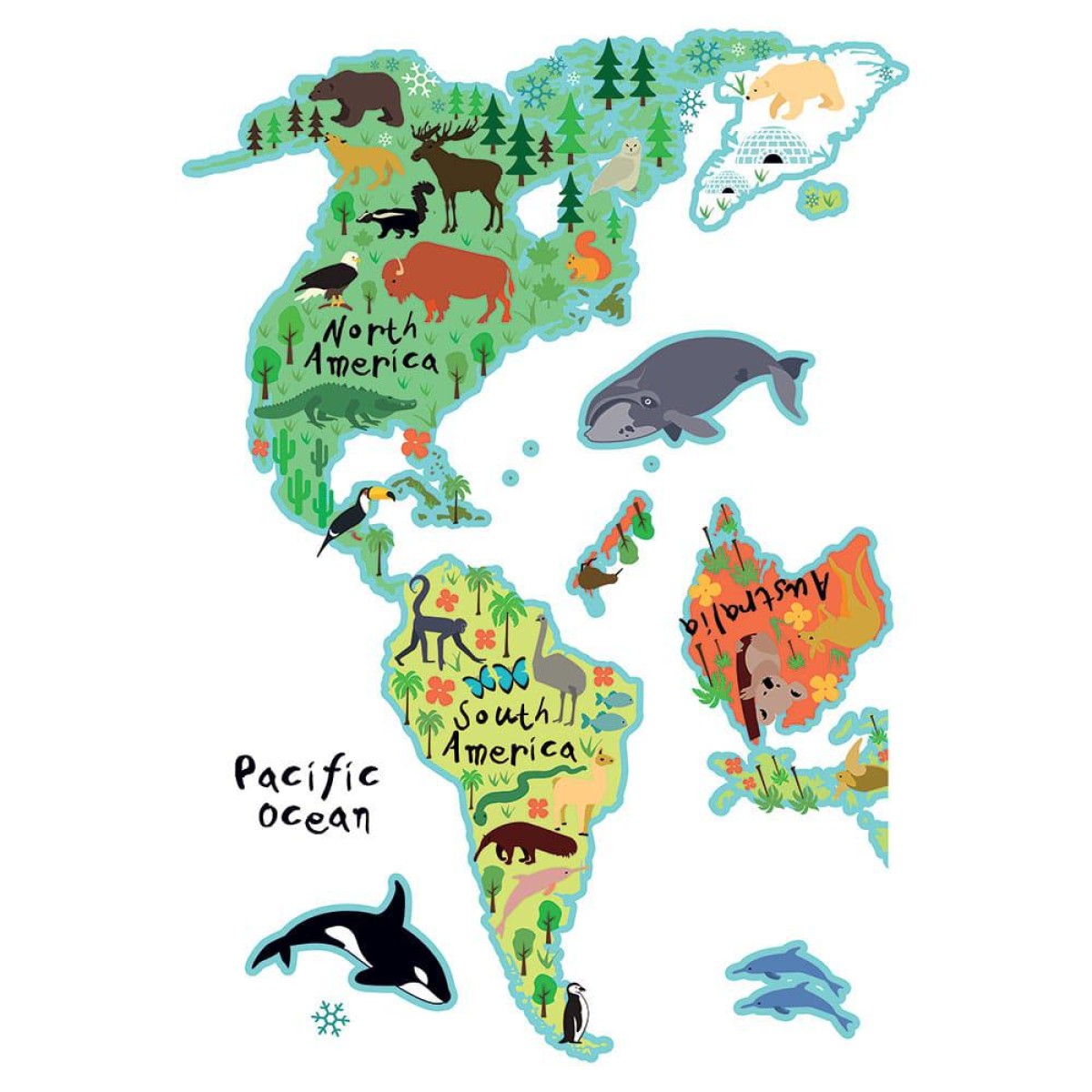 World Map αυτοκόλλητα τοίχου XL