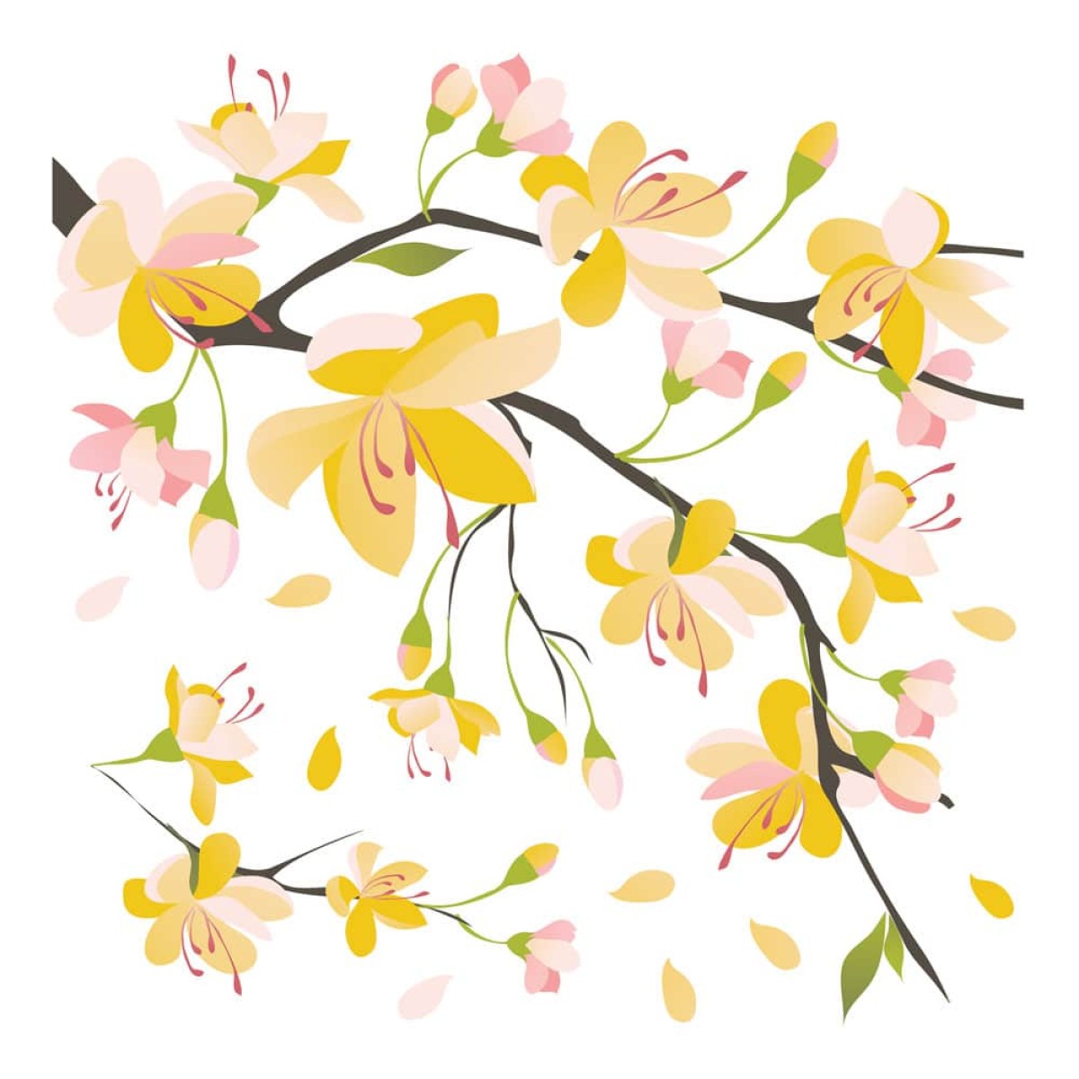 Yellow Branch αυτοκόλλητα τοίχου βινυλίου