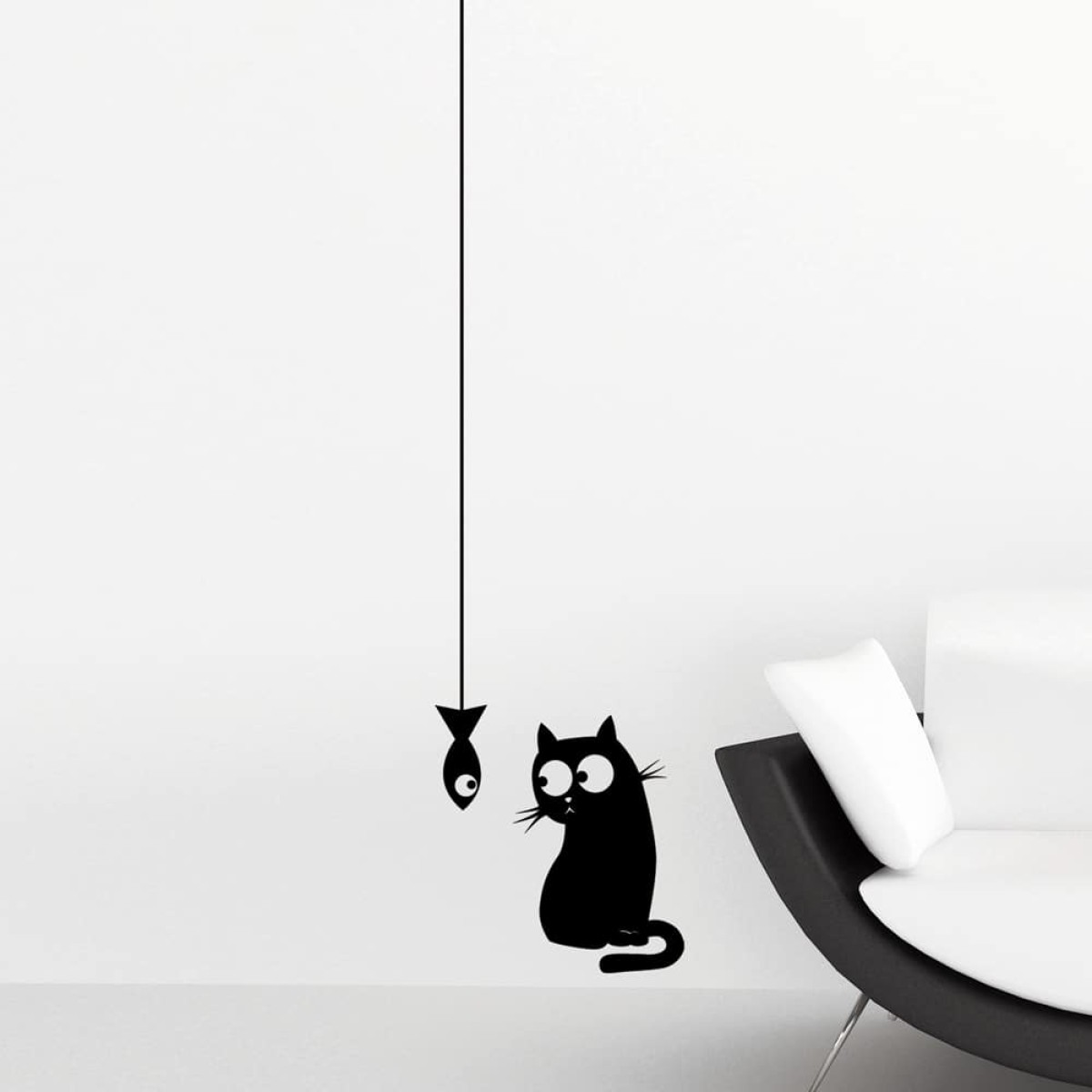 Cat & Fish αυτοκόλλητα τοίχου βινυλίου S