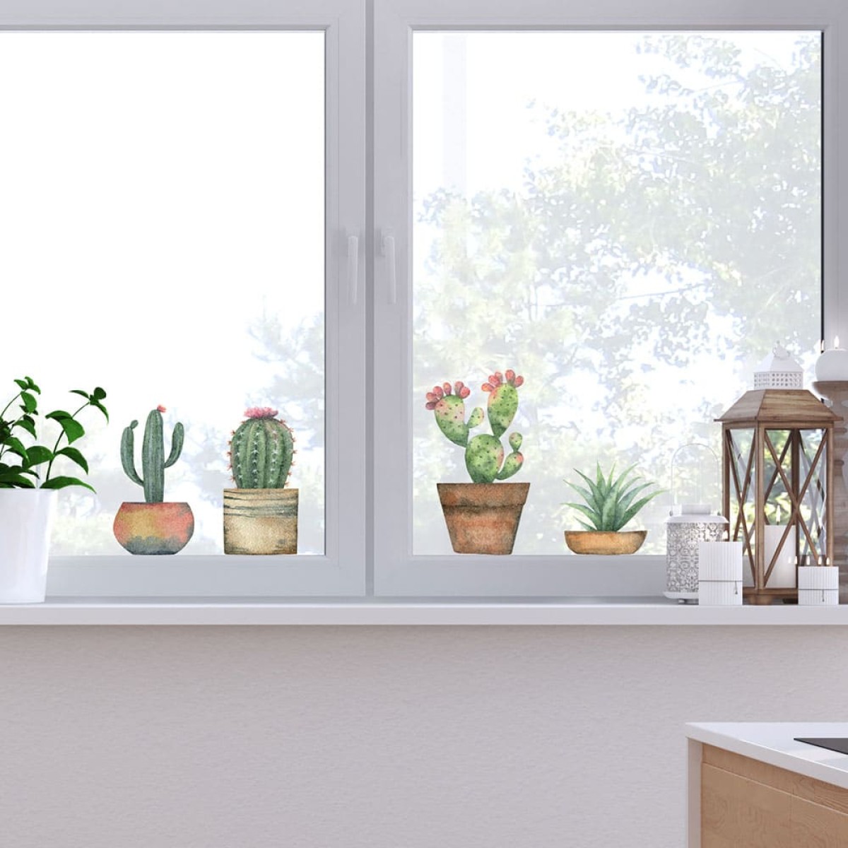 Cactus αυτοκόλλητα βινυλίου για τζάμι S