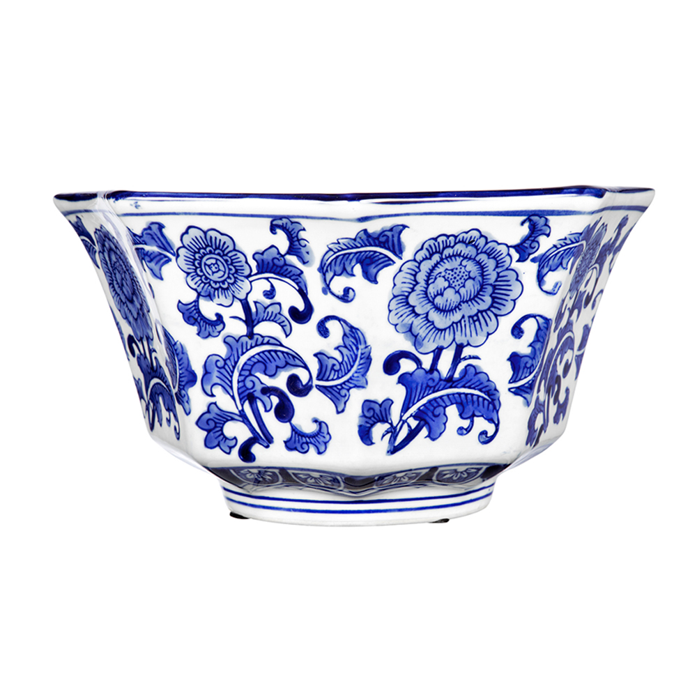 Artekko Melania Διακοσμητικό Μπολ Πορσελάνη Λευκό Μπλε (26.7x26.7x14.5)cm