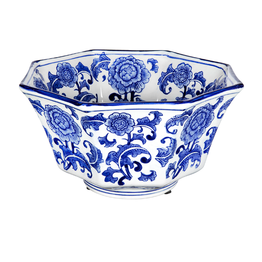 Artekko Melania Διακοσμητικό Μπολ Πορσελάνη Λευκό Μπλε (26.7x26.7x14.5)cm