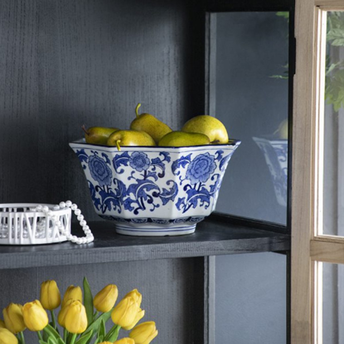 Artekko Melania Διακοσμητικό Μπολ Πορσελάνη Λευκό Μπλε (26.7x26.7x14.5)cm