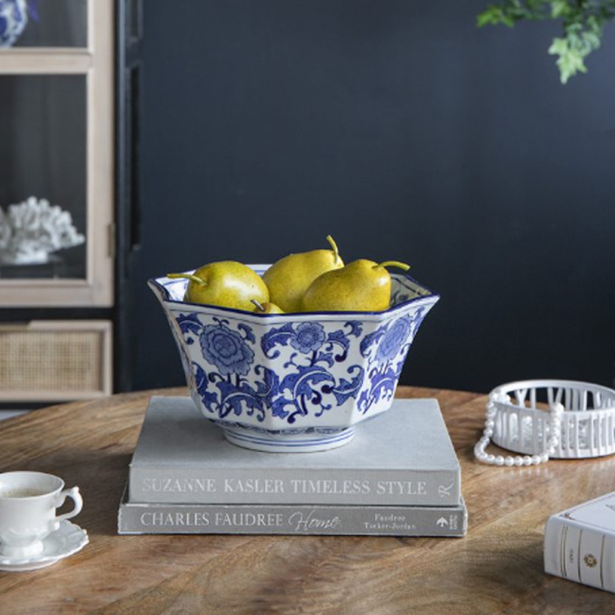 Artekko Melania Διακοσμητικό Μπολ Πορσελάνη Λευκό Μπλε (26.7x26.7x14.5)cm