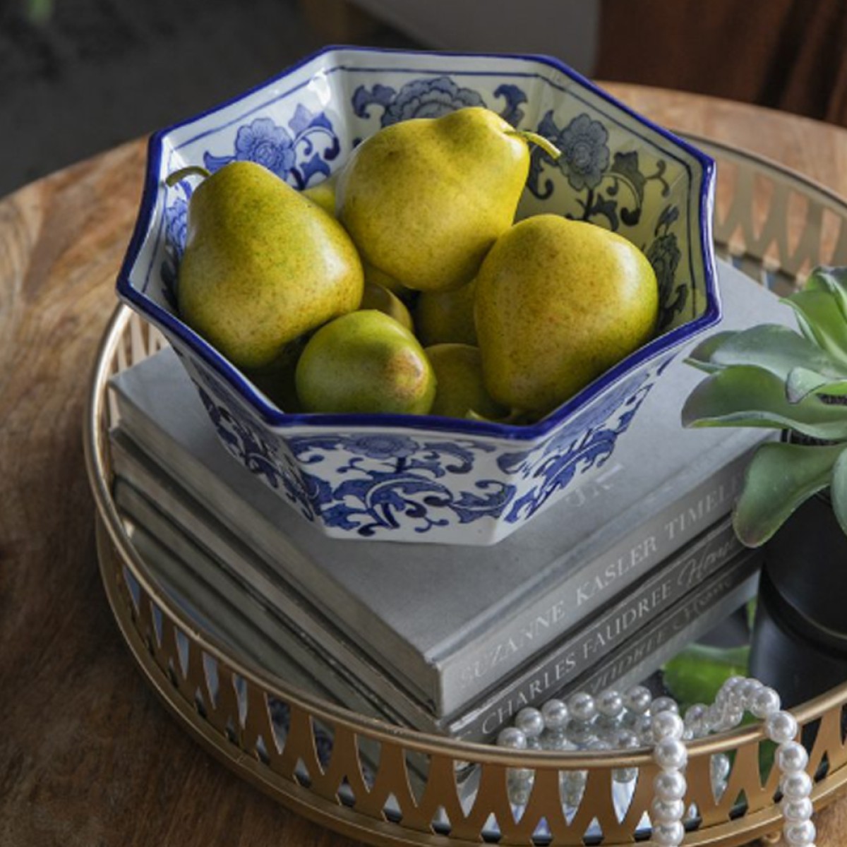 Artekko Melania Διακοσμητικό Μπολ Πορσελάνη Λευκό Μπλε (26.7x26.7x14.5)cm