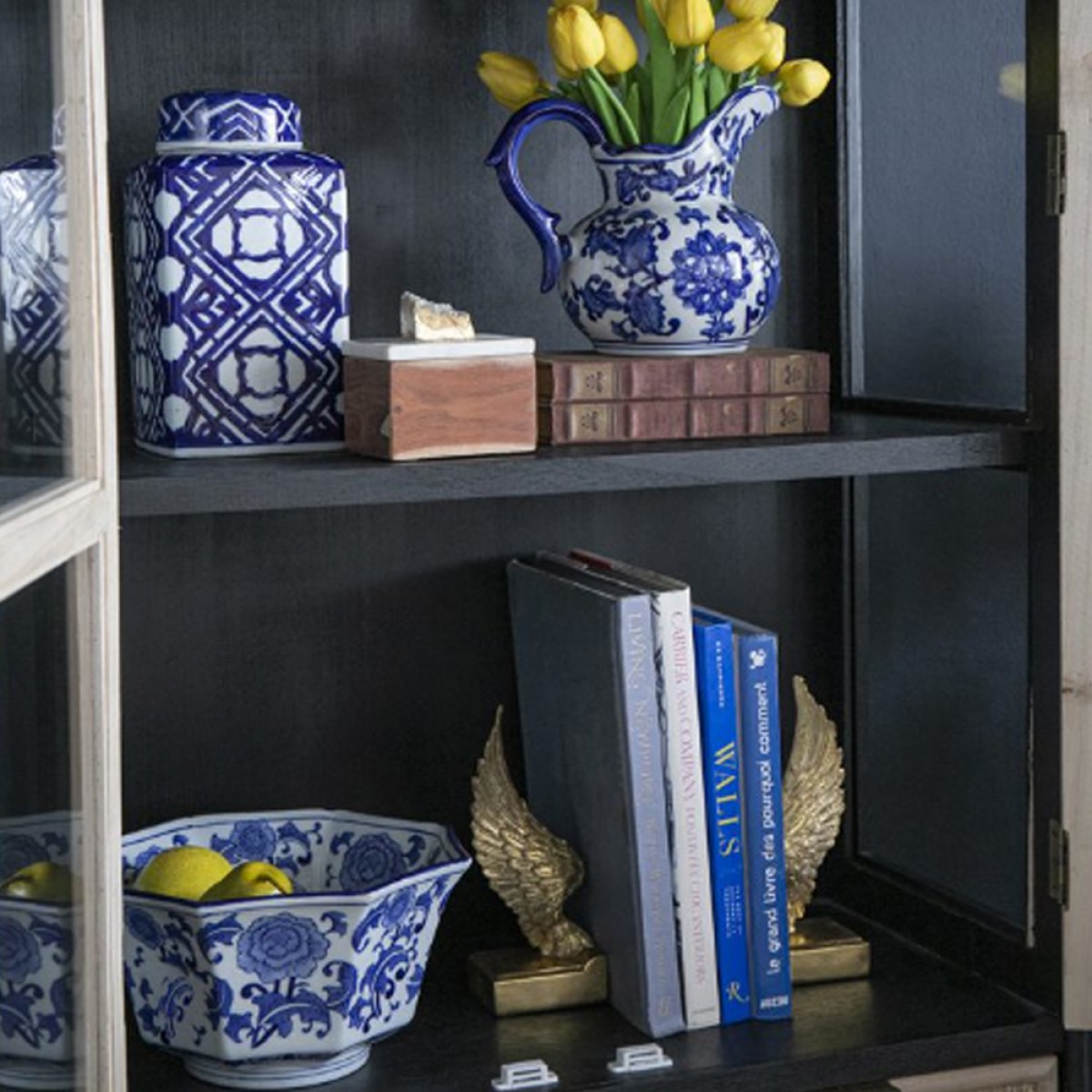 Artekko Melania Διακοσμητικό Μπολ Πορσελάνη Λευκό Μπλε (26.7x26.7x14.5)cm