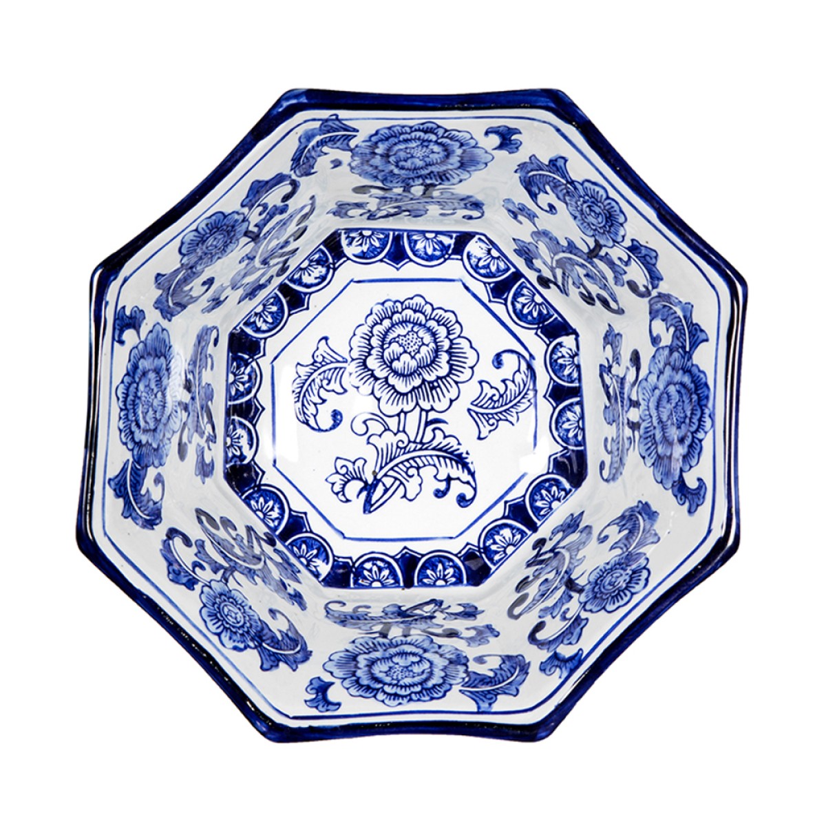 Artekko Melania Διακοσμητικό Μπολ Πορσελάνη Λευκό Μπλε (26.7x26.7x14.5)cm