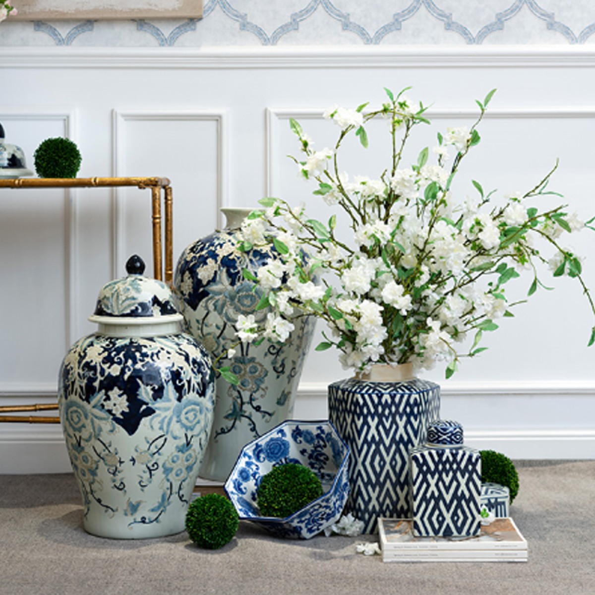 Artekko Melania Διακοσμητικό Μπολ Πορσελάνη Λευκό Μπλε (26.7x26.7x14.5)cm