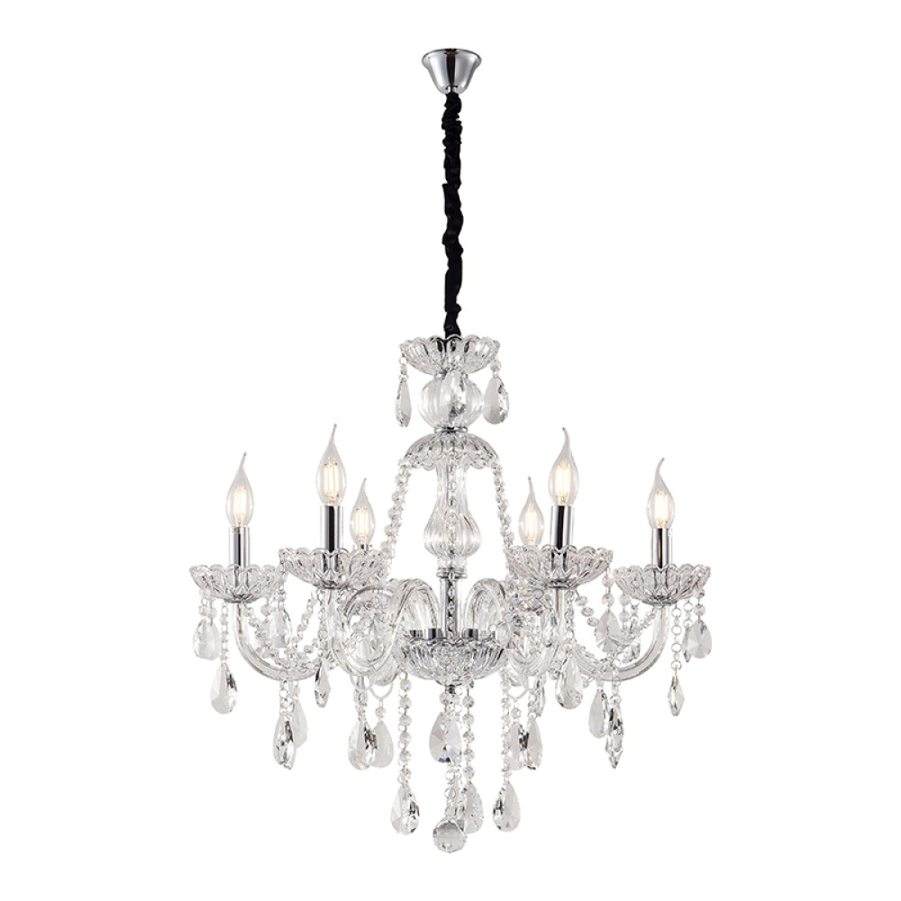 Artekko Chandelier Sisy Πολυέλαιος 8φωτος Διάφανο Κρύσταλλο (80x80x70)cm