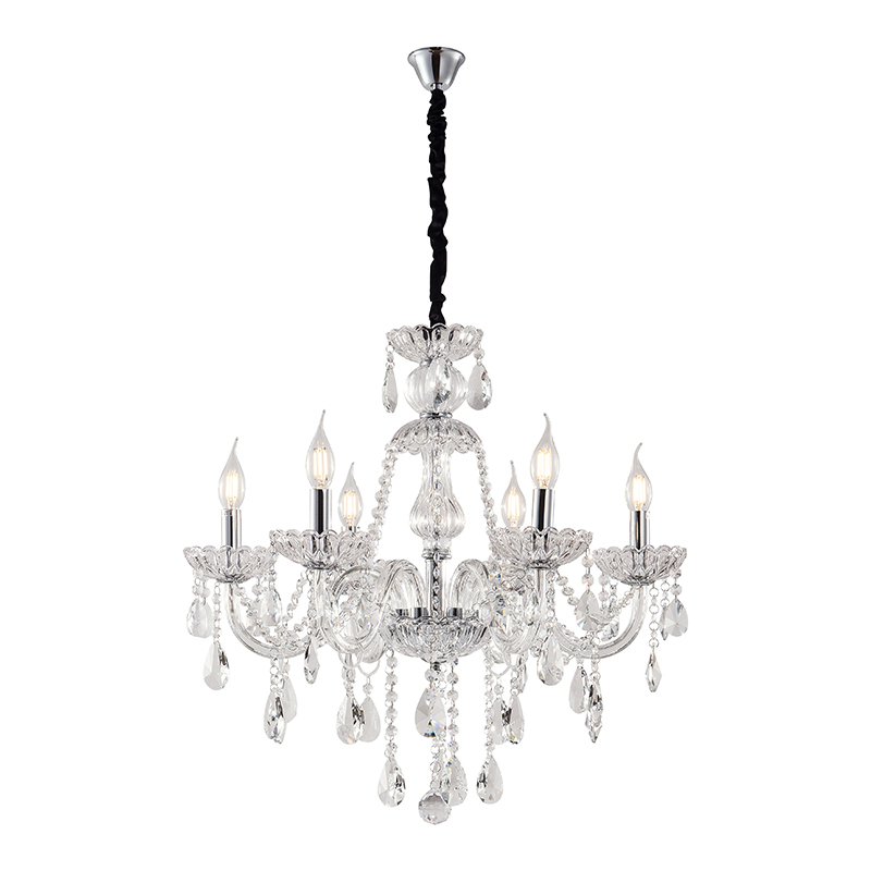 Artekko Chandelier Sisy Πολυέλαιος 8φωτος Διάφανο Κρύσταλλο (80x80x70)cm