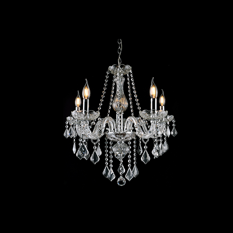 Artekko Chandelier Lisa Πολυέλαιος 5φωτος Ε14 με Διάφανο Κρύσταλλο (60x60x100)cm