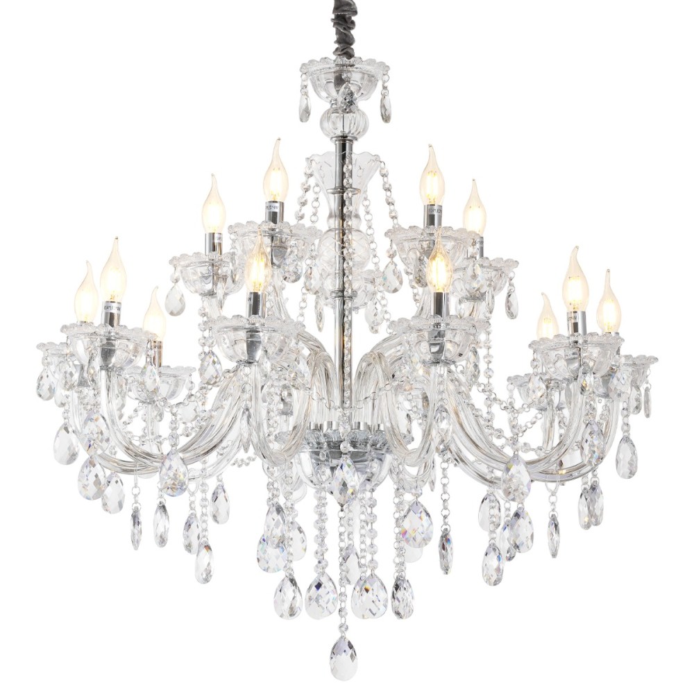 Artekko Chandelier Rea Πολυέλαιος 15φωτος Ε14 με Διάφανο Κρύσταλλο (87x87x100)cm
