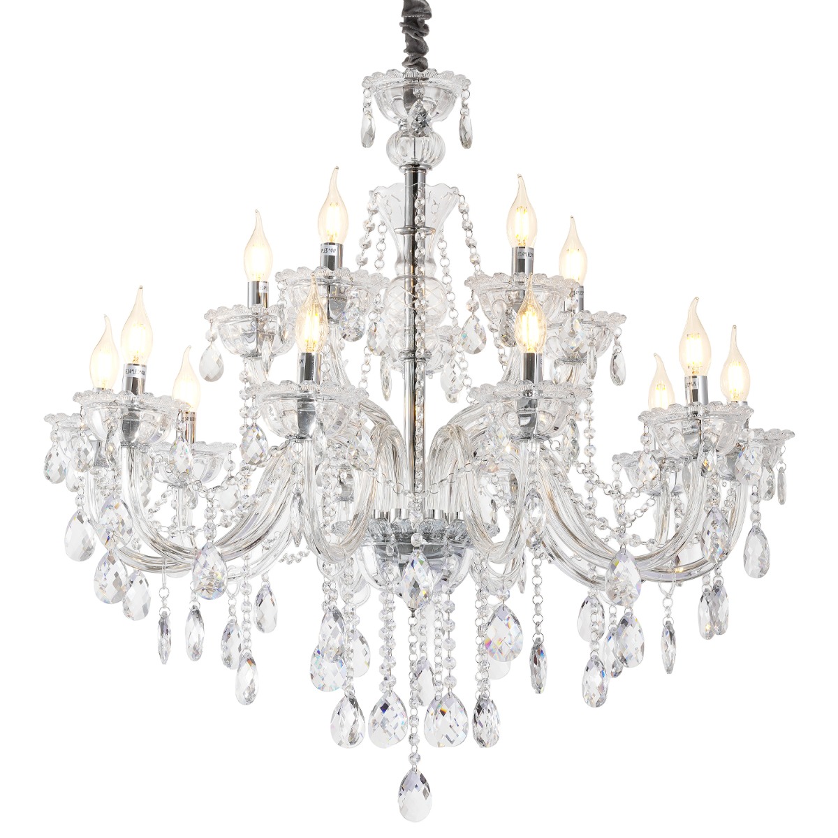 Artekko Chandelier Rea Πολυέλαιος 15φωτος Ε14 με Διάφανο Κρύσταλλο (87x87x100)cm
