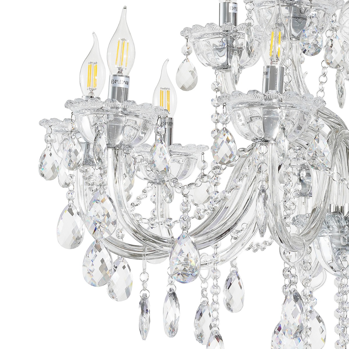 Artekko Chandelier Rea Πολυέλαιος 15φωτος Ε14 με Διάφανο Κρύσταλλο (87x87x100)cm