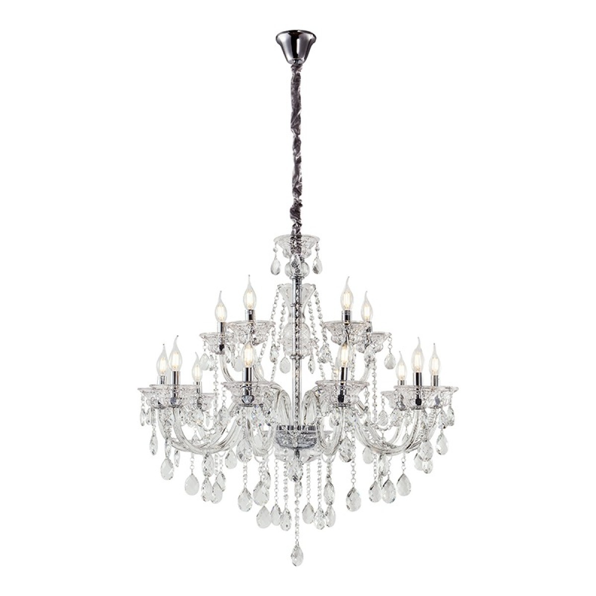 Artekko Chandelier Rea Πολυέλαιος 15φωτος Ε14 με Διάφανο Κρύσταλλο (87x87x100)cm