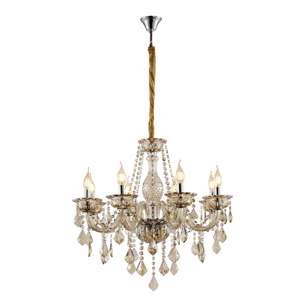 Artekko Chandelier Champ Πολυέλαιος 8φωτος Ε14 Σαμπανιζέ Κρύσταλλο (65x65x100)cm