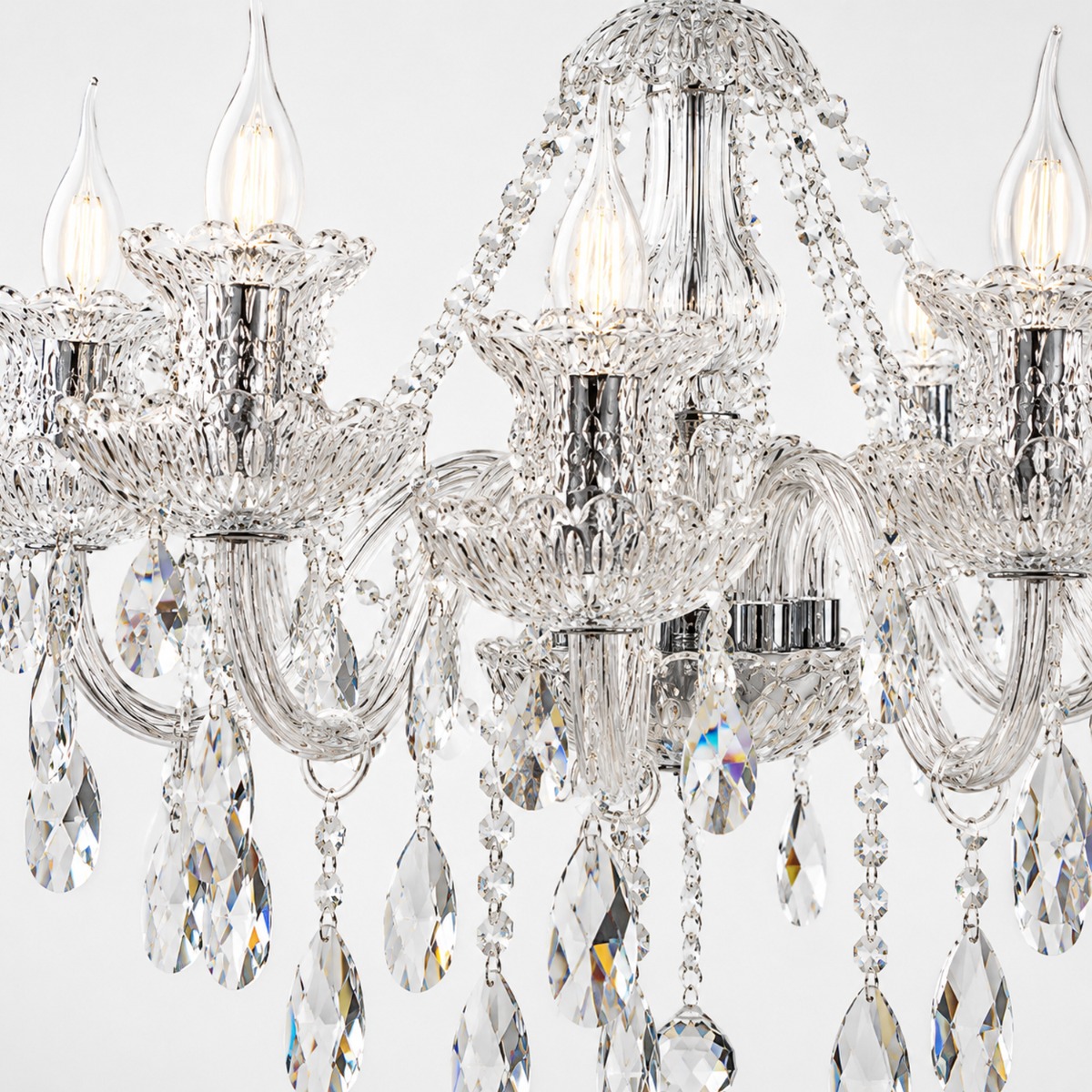 Artekko Chandelier Πολυέλαιος 8φωτος Ε14 με Διάφανο Κρύσταλλο (68x68x68)cm