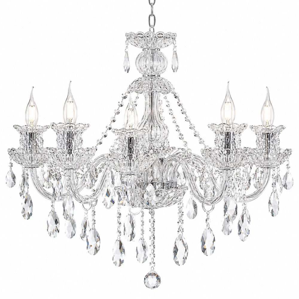 Artekko Chandelier Πολυέλαιος 8φωτος Ε14 με Διάφανο Κρύσταλλο (68x68x68)cm
