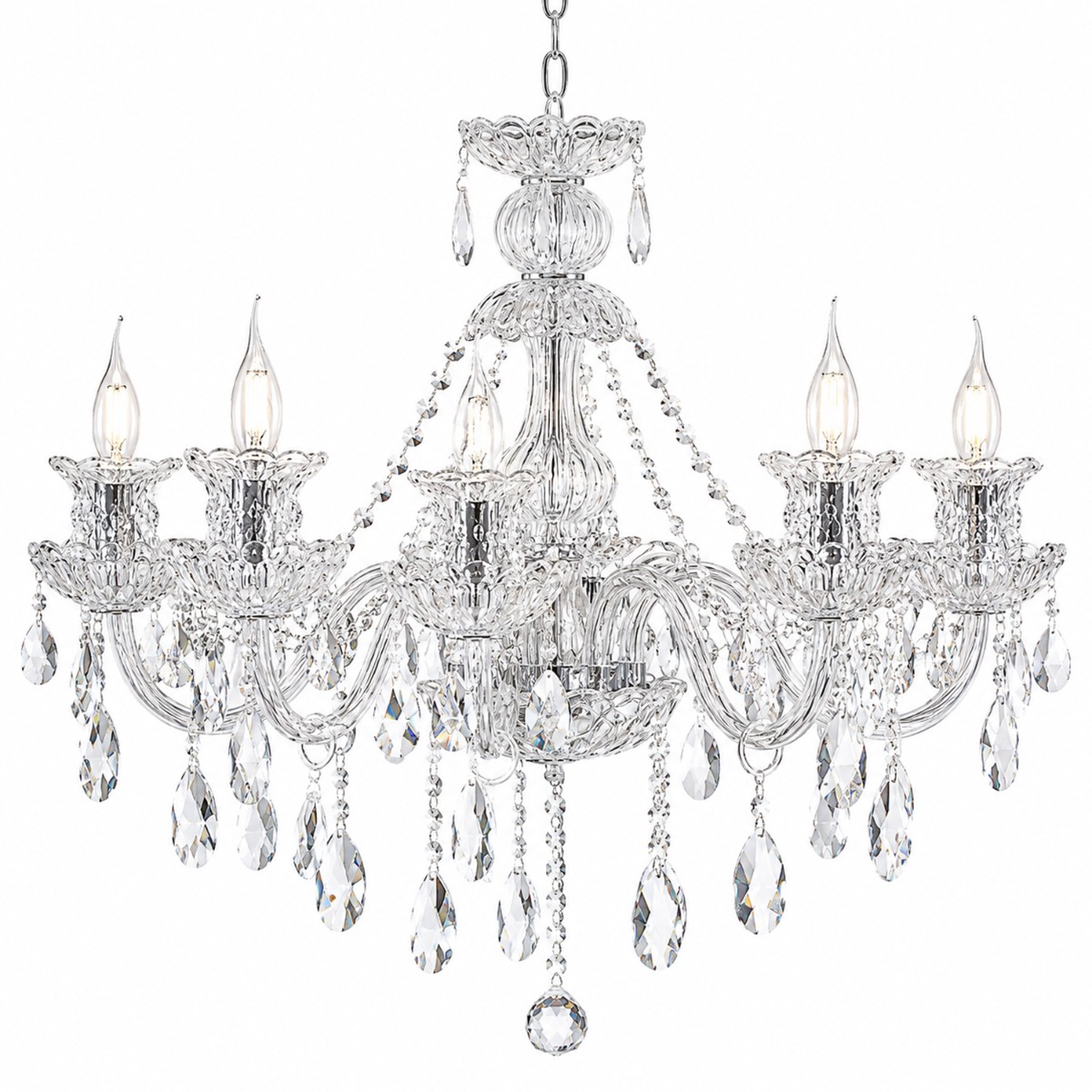 Artekko Chandelier Πολυέλαιος 8φωτος Ε14 με Διάφανο Κρύσταλλο (68x68x68)cm